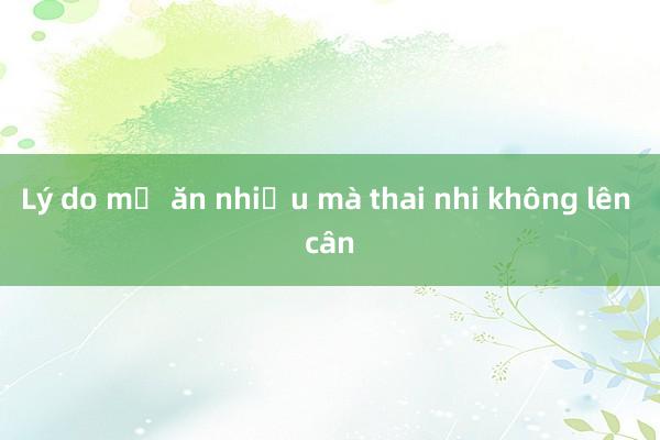 Lý do mẹ ăn nhiều mà thai nhi không lên cân