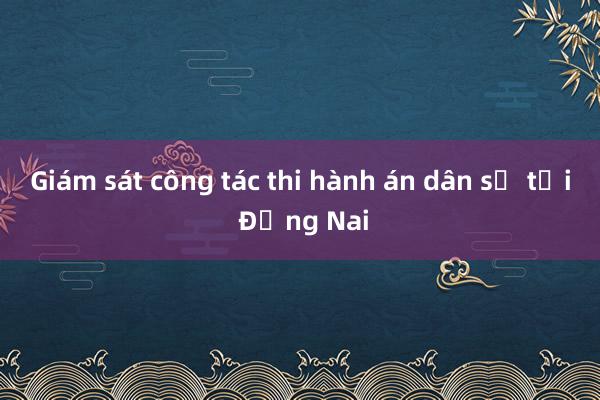 Giám sát công tác thi hành án dân sự tại Đồng Nai