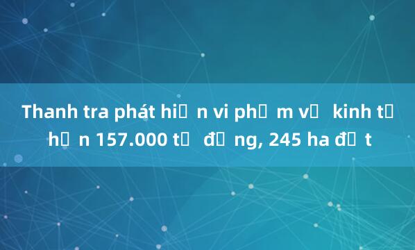 Thanh tra phát hiện vi phạm về kinh tế hơn 157.000 tỷ đồng， 245 ha đất